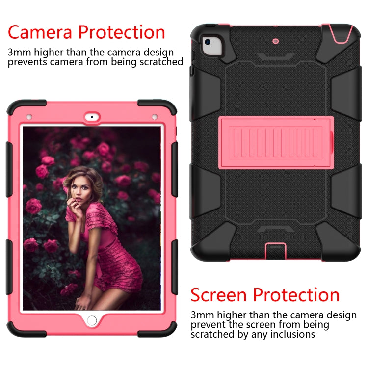 Shockproof Two-color Silicone Protection Shell for iPad 9.7(2018) & 9.7(2017) & Air 2, with Holder(Black+Red) - iPad 9.7 (2018) & (2017) Cases by buy2fix | Online Shopping UK | buy2fix