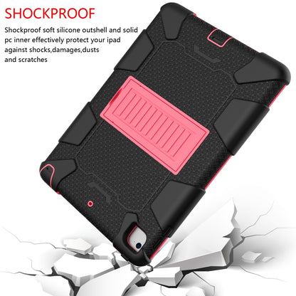 Shockproof Two-color Silicone Protection Shell for iPad 9.7(2018) & 9.7(2017) & Air 2, with Holder(Black+Red) - iPad 9.7 (2018) & (2017) Cases by buy2fix | Online Shopping UK | buy2fix