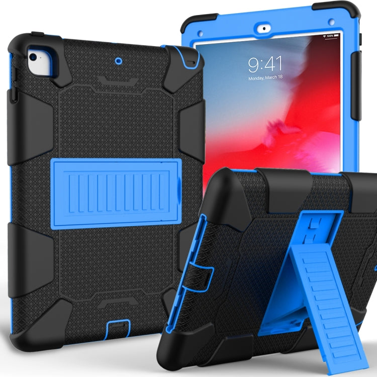 Shockproof Two-color Silicone Protection Shell for iPad 9.7(2018) & 9.7(2017) & Air 2, with Holder(Black+Blue) - iPad 9.7 (2018) & (2017) Cases by buy2fix | Online Shopping UK | buy2fix