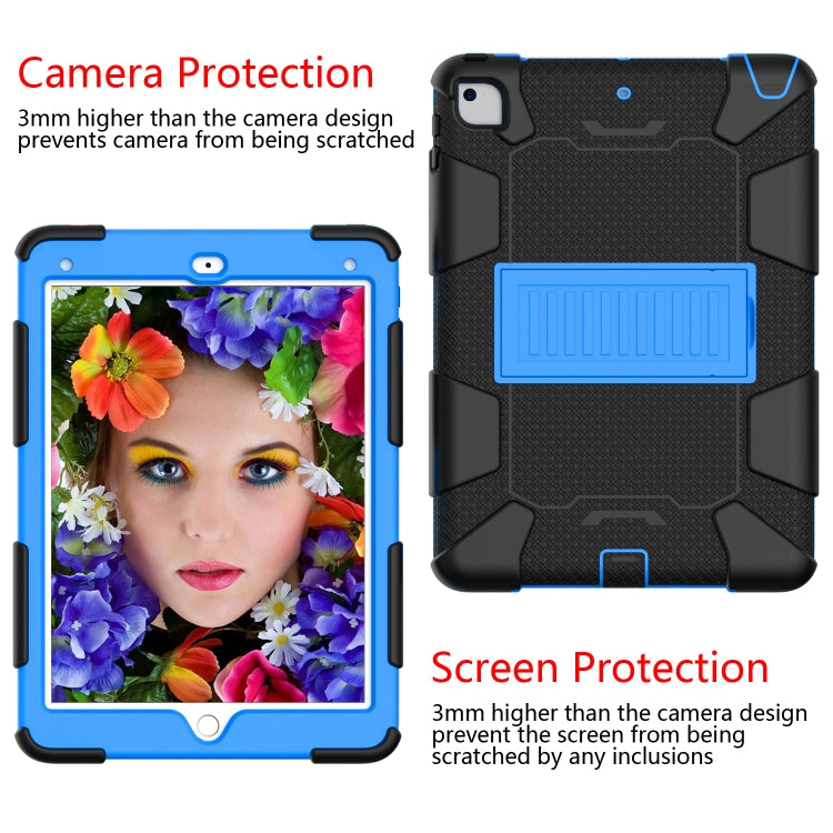 Shockproof Two-color Silicone Protection Shell for iPad 9.7(2018) & 9.7(2017) & Air 2, with Holder(Black+Blue) - iPad 9.7 (2018) & (2017) Cases by buy2fix | Online Shopping UK | buy2fix