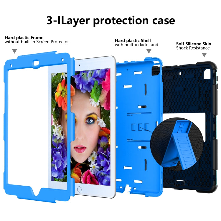 Shockproof Two-color Silicone Protection Shell for iPad 9.7(2018) & 9.7(2017) & Air 2, with Holder(Black+Blue) - iPad 9.7 (2018) & (2017) Cases by buy2fix | Online Shopping UK | buy2fix
