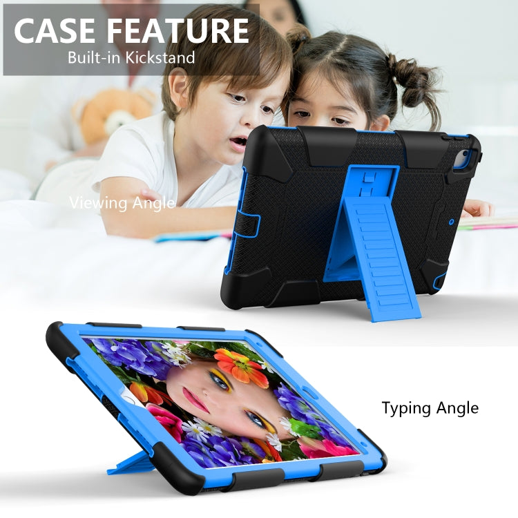 Shockproof Two-color Silicone Protection Shell for iPad 9.7(2018) & 9.7(2017) & Air 2, with Holder(Black+Blue) - iPad 9.7 (2018) & (2017) Cases by buy2fix | Online Shopping UK | buy2fix