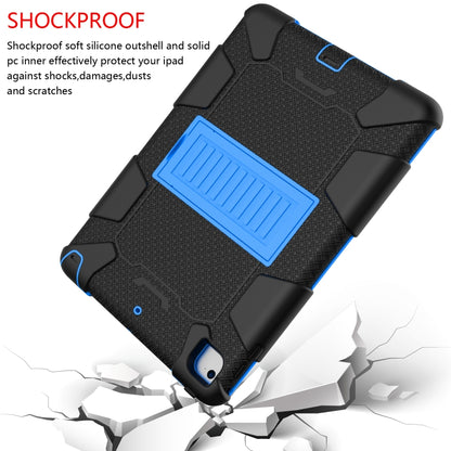 Shockproof Two-color Silicone Protection Shell for iPad 9.7(2018) & 9.7(2017) & Air 2, with Holder(Black+Blue) - iPad 9.7 (2018) & (2017) Cases by buy2fix | Online Shopping UK | buy2fix