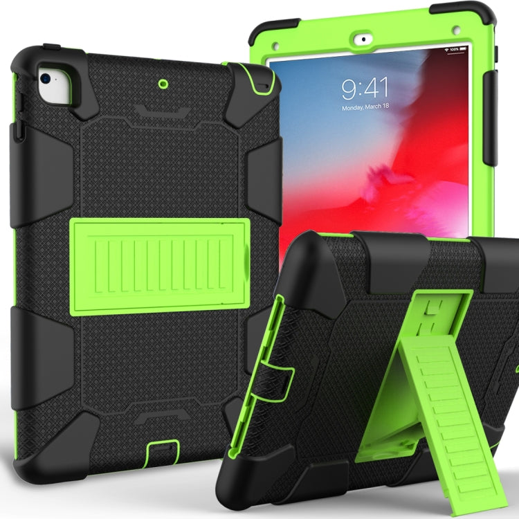Shockproof Two-color Silicone Protection Shell for iPad 9.7(2018) & 9.7(2017) & Air 2, with Holder(Black+Yellow-green) - iPad 9.7 (2018) & (2017) Cases by buy2fix | Online Shopping UK | buy2fix