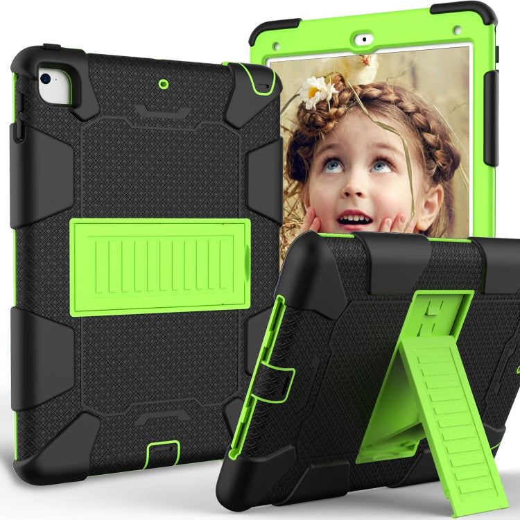 Shockproof Two-color Silicone Protection Shell for iPad 9.7(2018) & 9.7(2017) & Air 2, with Holder(Black+Yellow-green) - iPad 9.7 (2018) & (2017) Cases by buy2fix | Online Shopping UK | buy2fix