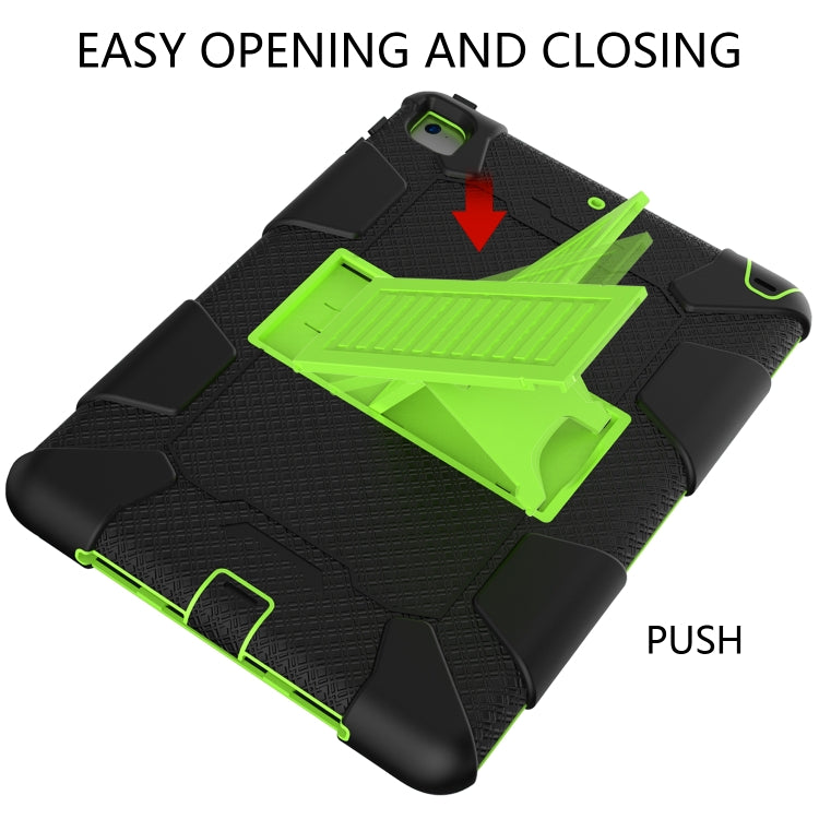 Shockproof Two-color Silicone Protection Shell for iPad 9.7(2018) & 9.7(2017) & Air 2, with Holder(Black+Yellow-green) - iPad 9.7 (2018) & (2017) Cases by buy2fix | Online Shopping UK | buy2fix