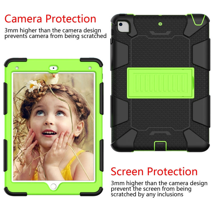 Shockproof Two-color Silicone Protection Shell for iPad 9.7(2018) & 9.7(2017) & Air 2, with Holder(Black+Yellow-green) - iPad 9.7 (2018) & (2017) Cases by buy2fix | Online Shopping UK | buy2fix