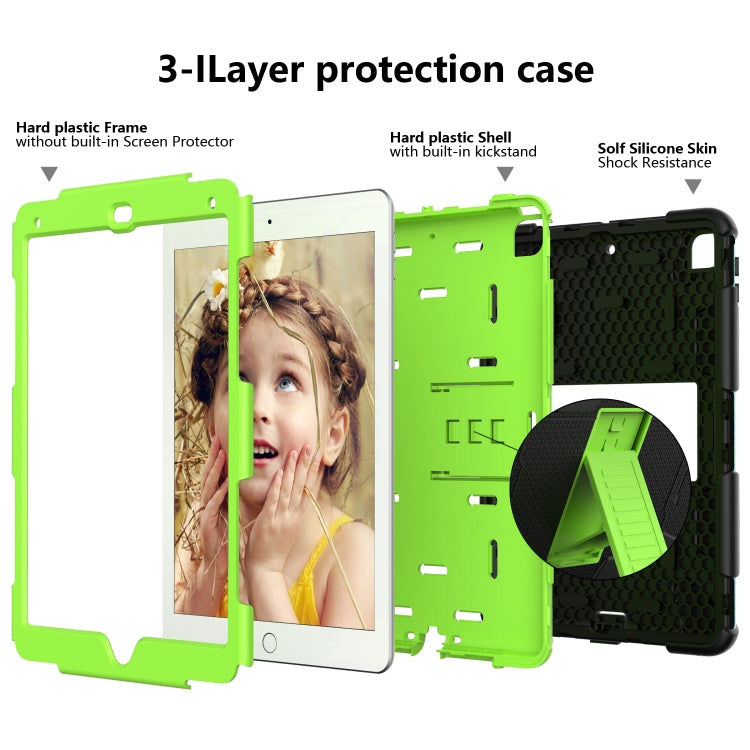 Shockproof Two-color Silicone Protection Shell for iPad 9.7(2018) & 9.7(2017) & Air 2, with Holder(Black+Yellow-green) - iPad 9.7 (2018) & (2017) Cases by buy2fix | Online Shopping UK | buy2fix