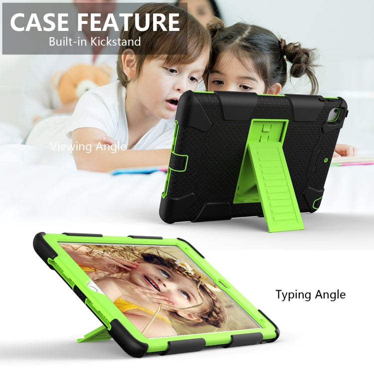 Shockproof Two-color Silicone Protection Shell for iPad 9.7(2018) & 9.7(2017) & Air 2, with Holder(Black+Yellow-green) - iPad 9.7 (2018) & (2017) Cases by buy2fix | Online Shopping UK | buy2fix