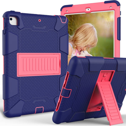 Shockproof Two-color Silicone Protection Shell for iPad 9.7(2018) & 9.7(2017) & Air 2, with Holder(Navy Blue+Rose Red) - iPad 9.7 (2018) & (2017) Cases by buy2fix | Online Shopping UK | buy2fix