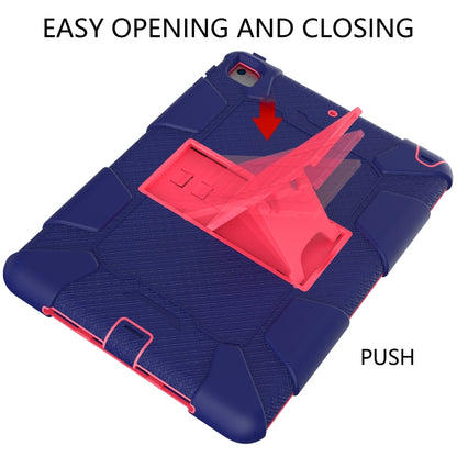 Shockproof Two-color Silicone Protection Shell for iPad 9.7(2018) & 9.7(2017) & Air 2, with Holder(Navy Blue+Rose Red) - iPad 9.7 (2018) & (2017) Cases by buy2fix | Online Shopping UK | buy2fix