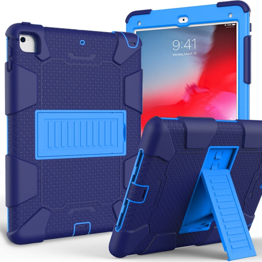 Shockproof Two-color Silicone Protection Shell for iPad 9.7(2018) & 9.7(2017) & Air 2, with Holder(Navy Blue+Blue) - iPad 9.7 (2018) & (2017) Cases by buy2fix | Online Shopping UK | buy2fix