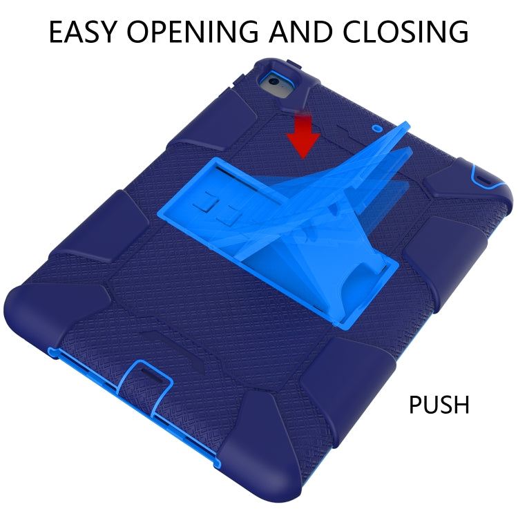 Shockproof Two-color Silicone Protection Shell for iPad 9.7(2018) & 9.7(2017) & Air 2, with Holder(Navy Blue+Blue) - iPad 9.7 (2018) & (2017) Cases by buy2fix | Online Shopping UK | buy2fix