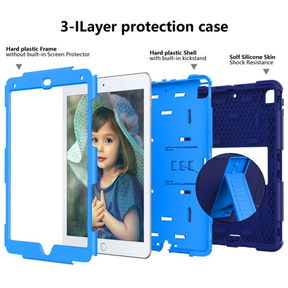 Shockproof Two-color Silicone Protection Shell for iPad 9.7(2018) & 9.7(2017) & Air 2, with Holder(Navy Blue+Blue) - iPad 9.7 (2018) & (2017) Cases by buy2fix | Online Shopping UK | buy2fix