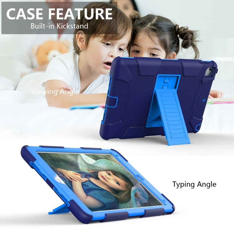Shockproof Two-color Silicone Protection Shell for iPad 9.7(2018) & 9.7(2017) & Air 2, with Holder(Navy Blue+Blue) - iPad 9.7 (2018) & (2017) Cases by buy2fix | Online Shopping UK | buy2fix