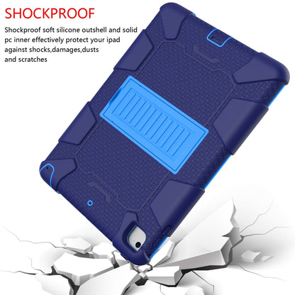 Shockproof Two-color Silicone Protection Shell for iPad 9.7(2018) & 9.7(2017) & Air 2, with Holder(Navy Blue+Blue) - iPad 9.7 (2018) & (2017) Cases by buy2fix | Online Shopping UK | buy2fix