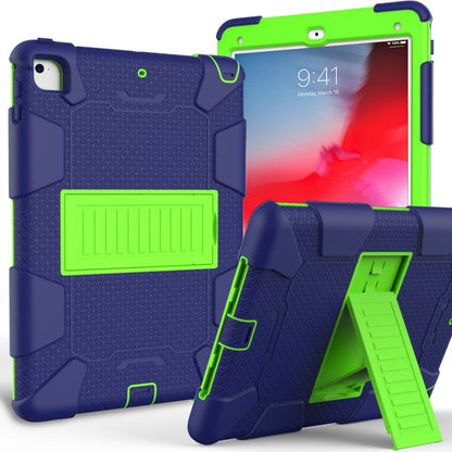 Shockproof Two-color Silicone Protection Shell for iPad 9.7(2018) & 9.7(2017) & Air 2, with Holder(Navy Blue+Yellow-green) - iPad 9.7 (2018) & (2017) Cases by buy2fix | Online Shopping UK | buy2fix