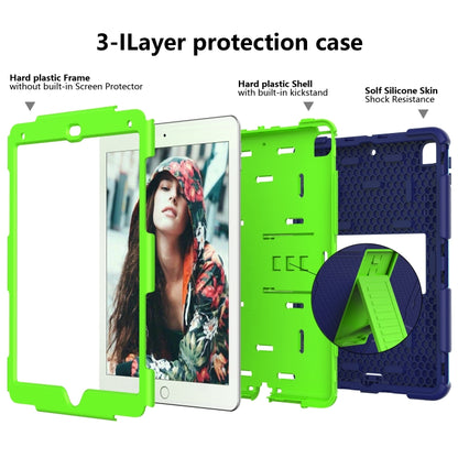 Shockproof Two-color Silicone Protection Shell for iPad 9.7(2018) & 9.7(2017) & Air 2, with Holder(Navy Blue+Yellow-green) - iPad 9.7 (2018) & (2017) Cases by buy2fix | Online Shopping UK | buy2fix