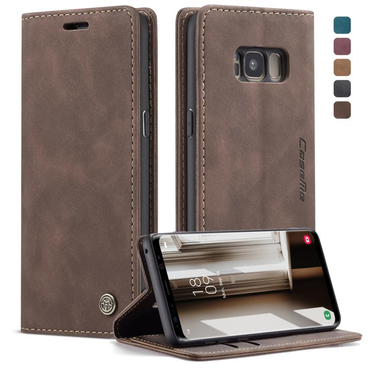 CaseMe-013 Multifunctional Retro Frosted Horizontal Flip Leather Case with Card Slot & Holder & Wallet for Galaxy S8(Coffee) by CaseMe