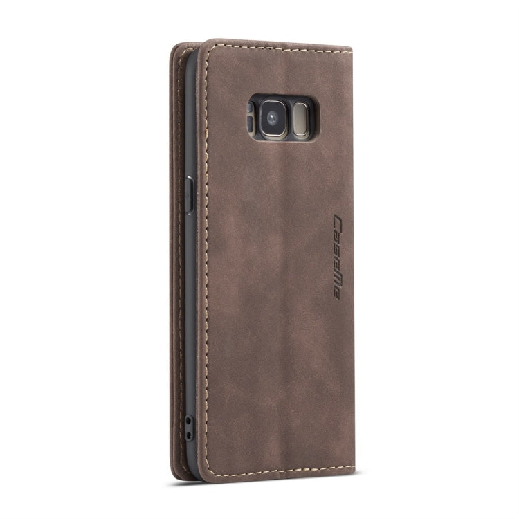 CaseMe-013 Multifunctional Retro Frosted Horizontal Flip Leather Case with Card Slot & Holder & Wallet for Galaxy S8(Coffee) by CaseMe