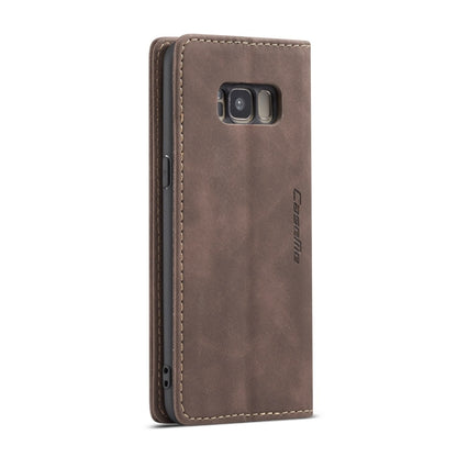 CaseMe-013 Multifunctional Retro Frosted Horizontal Flip Leather Case with Card Slot & Holder & Wallet for Galaxy S8(Coffee) by CaseMe