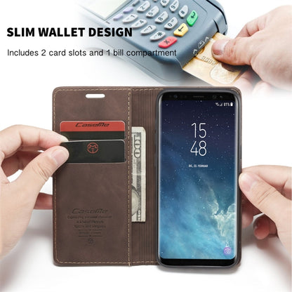 CaseMe-013 Multifunctional Retro Frosted Horizontal Flip Leather Case with Card Slot & Holder & Wallet for Galaxy S8(Coffee) by CaseMe