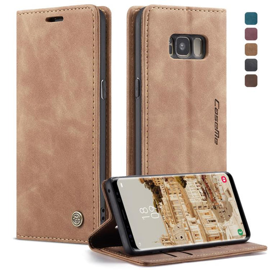 CaseMe-013 Multifunctional Retro Frosted Horizontal Flip Leather Case with Card Slot & Holder & Wallet for Galaxy S8(Brown) by CaseMe
