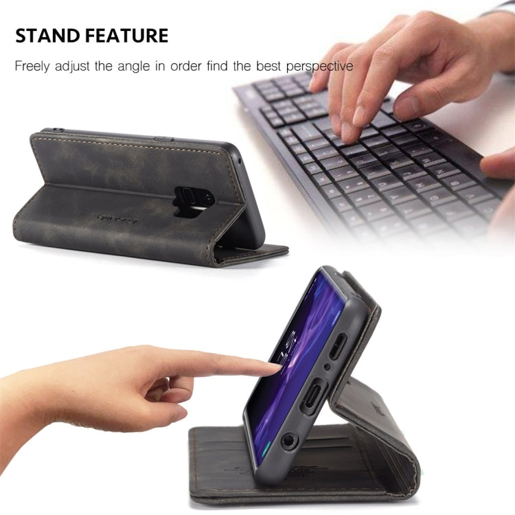 CaseMe-013 Multifunctional Retro Frosted Horizontal Flip Leather Case with Card Slot & Holder & Wallet for Galaxy S9(Black) by CaseMe