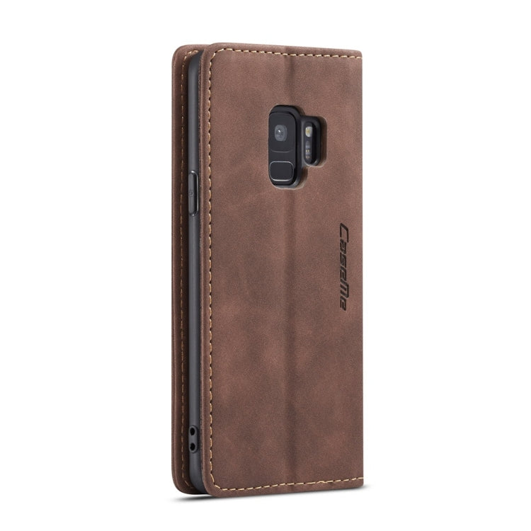 CaseMe-013 Multifunctional Retro Frosted Horizontal Flip Leather Case with Card Slot & Holder & Wallet for Galaxy S9(Coffee) by CaseMe