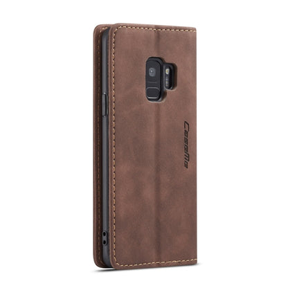 CaseMe-013 Multifunctional Retro Frosted Horizontal Flip Leather Case with Card Slot & Holder & Wallet for Galaxy S9(Coffee) by CaseMe