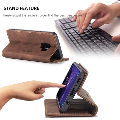 CaseMe-013 Multifunctional Retro Frosted Horizontal Flip Leather Case with Card Slot & Holder & Wallet for Galaxy S9(Coffee) by CaseMe