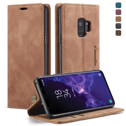CaseMe-013 Multifunctional Retro Frosted Horizontal Flip Leather Case with Card Slot & Holder & Wallet for Galaxy S9(Brown) by CaseMe