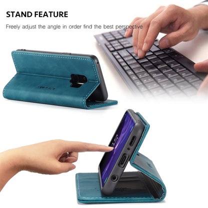 CaseMe-013 Multifunctional Retro Frosted Horizontal Flip Leather Case with Card Slot & Holder & Wallet for Galaxy S9(Blue) by CaseMe