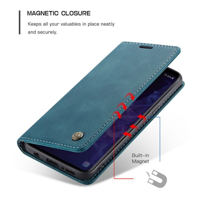 CaseMe-013 Multifunctional Retro Frosted Horizontal Flip Leather Case with Card Slot & Holder & Wallet for Galaxy S9(Blue) by CaseMe