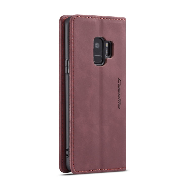 CaseMe-013 Multifunctional Retro Frosted Horizontal Flip Leather Case with Card Slot & Holder & Wallet for Galaxy S9(Wine Red) by CaseMe