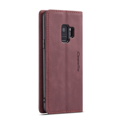 CaseMe-013 Multifunctional Retro Frosted Horizontal Flip Leather Case with Card Slot & Holder & Wallet for Galaxy S9(Wine Red) by CaseMe