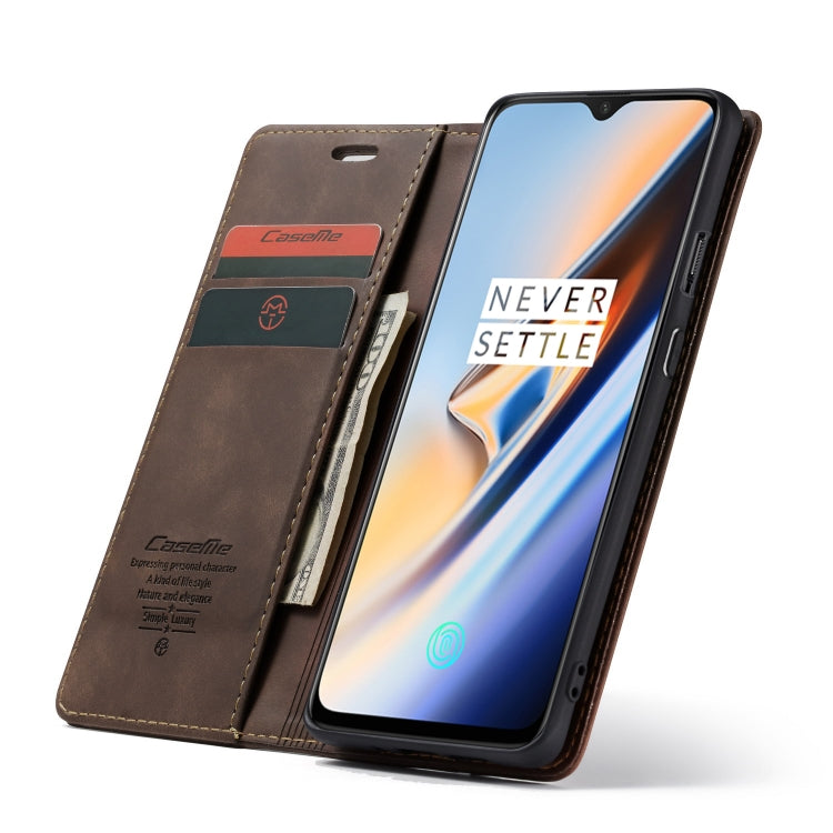 CaseMe-013 Multifunctional Horizontal Flip Leather Case with Card Slot & Holder for OnePlus 7(Coffee) - OnePlus Cases by CaseMe | Online Shopping UK | buy2fix