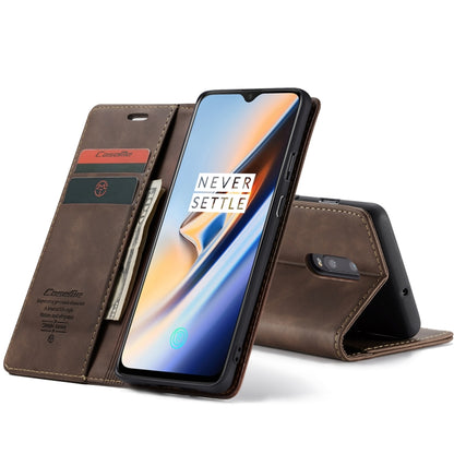 CaseMe-013 Multifunctional Horizontal Flip Leather Case with Card Slot & Holder for OnePlus 7(Coffee) - OnePlus Cases by CaseMe | Online Shopping UK | buy2fix