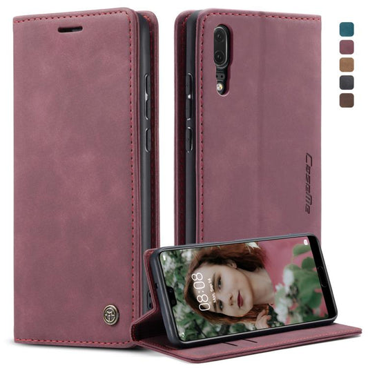 CaseMe-013 Multifunctional Horizontal Flip Leather Case with Card Slot & Holder for Huawei P20(Wine Red) by CaseMe