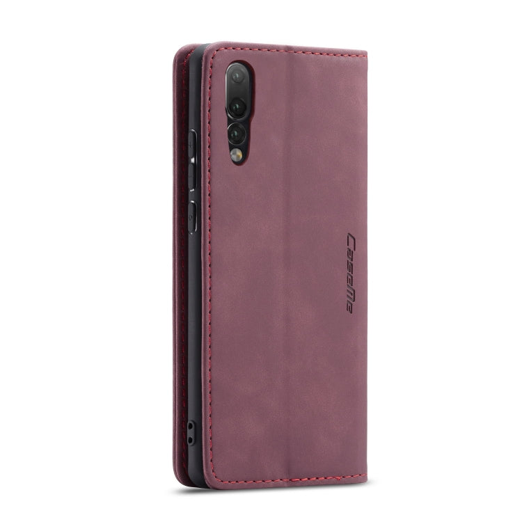 CaseMe-013 Multifunctional Horizontal Flip Leather Case with Card Slot & Holder for Huawei P20(Wine Red) by CaseMe