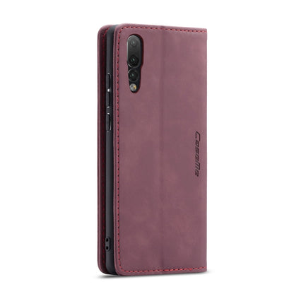 CaseMe-013 Multifunctional Horizontal Flip Leather Case with Card Slot & Holder for Huawei P20(Wine Red) by CaseMe