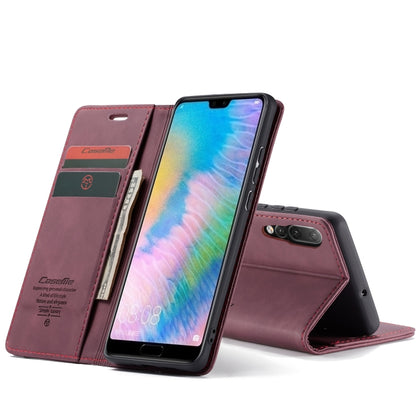 CaseMe-013 Multifunctional Horizontal Flip Leather Case with Card Slot & Holder for Huawei P20(Wine Red) by CaseMe
