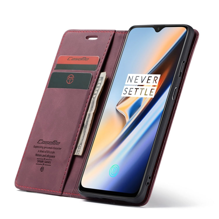 CaseMe-013 Multifunctional Horizontal Flip Leather Case with Card Slot & Holder for Oneplus 7(Wine Red) - OnePlus Cases by CaseMe | Online Shopping UK | buy2fix