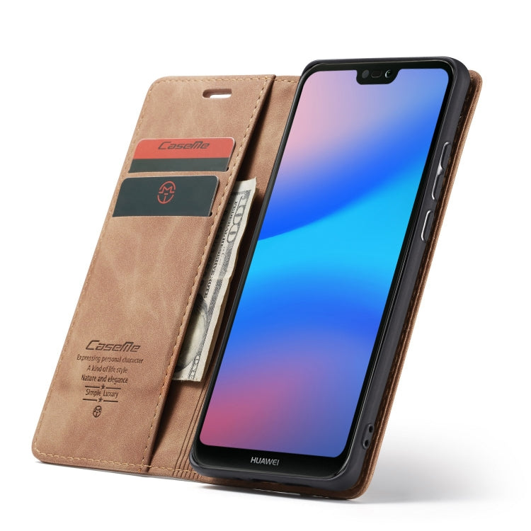 CaseMe-013  Multifunctional Horizontal Flip Leather Case with Card Slot & Holder for Huawei P20 Lite(Brown) - Huawei Cases by CaseMe | Online Shopping UK | buy2fix