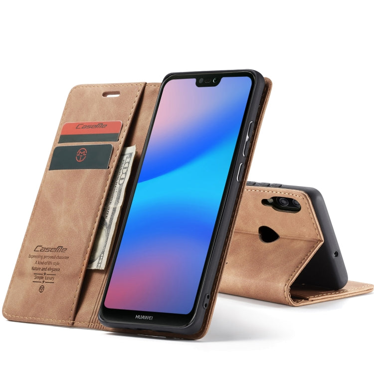 CaseMe-013  Multifunctional Horizontal Flip Leather Case with Card Slot & Holder for Huawei P20 Lite(Brown) - Huawei Cases by CaseMe | Online Shopping UK | buy2fix