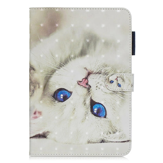 3D Horizontal Flip Leather Case with Holder & Card Slots For Galaxy Tab A 8 (2019)(White Cat) by buy2fix