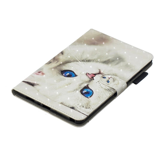 3D Horizontal Flip Leather Case with Holder & Card Slots For Galaxy Tab A 8 (2019)(White Cat) by buy2fix