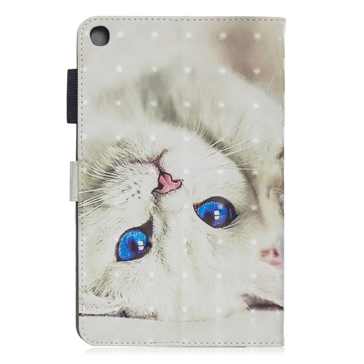 3D Horizontal Flip Leather Case with Holder & Card Slots For Galaxy Tab A 8 (2019)(White Cat) by buy2fix