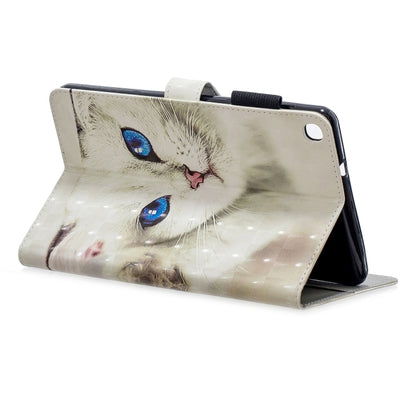 3D Horizontal Flip Leather Case with Holder & Card Slots For Galaxy Tab A 8 (2019)(White Cat) by buy2fix