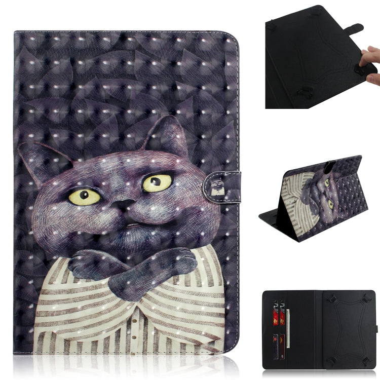 3D Colored Drawing Universal Horizontal Flip Leather Case, with Holder & Card Slot & Wallet for 7 inch Tablet PC(Embrace Cat) - 7 inch by buy2fix | Online Shopping UK | buy2fix